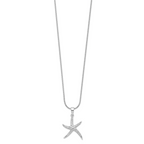 Sophia Jewelers Sterling Silver CZ Starfish Necklace with Extender