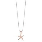 Rose Gold-Plated Sterling Silver CZ Starfish Necklace with Elegant Charm