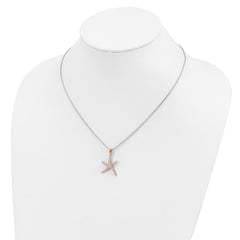 Brilliant Embers Sterling Silver Rose-tone Flash Rose Gold-plated 31 Stone 18 inch Micro Pav‚ CZ Starfish Necklace with 2 Inch Extender