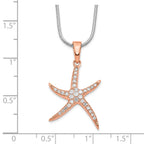 Rose Gold-Plated Sterling Silver CZ Starfish Necklace with Elegant Charm