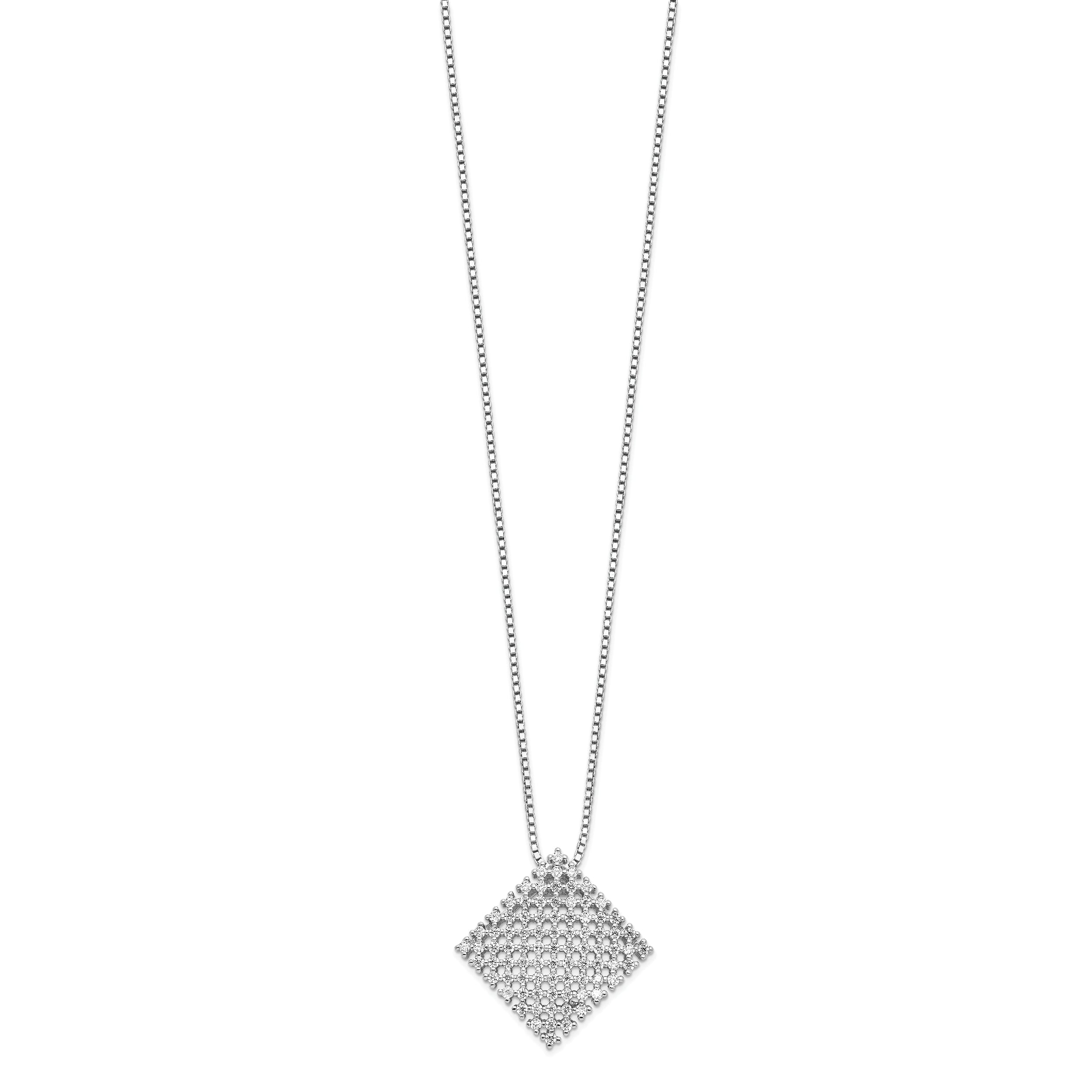Brilliant Embers Sterling Silver Rhodium-plated 85 Stone 18 inch Micro Pav‚ CZ Necklace with 2 Inch Extender