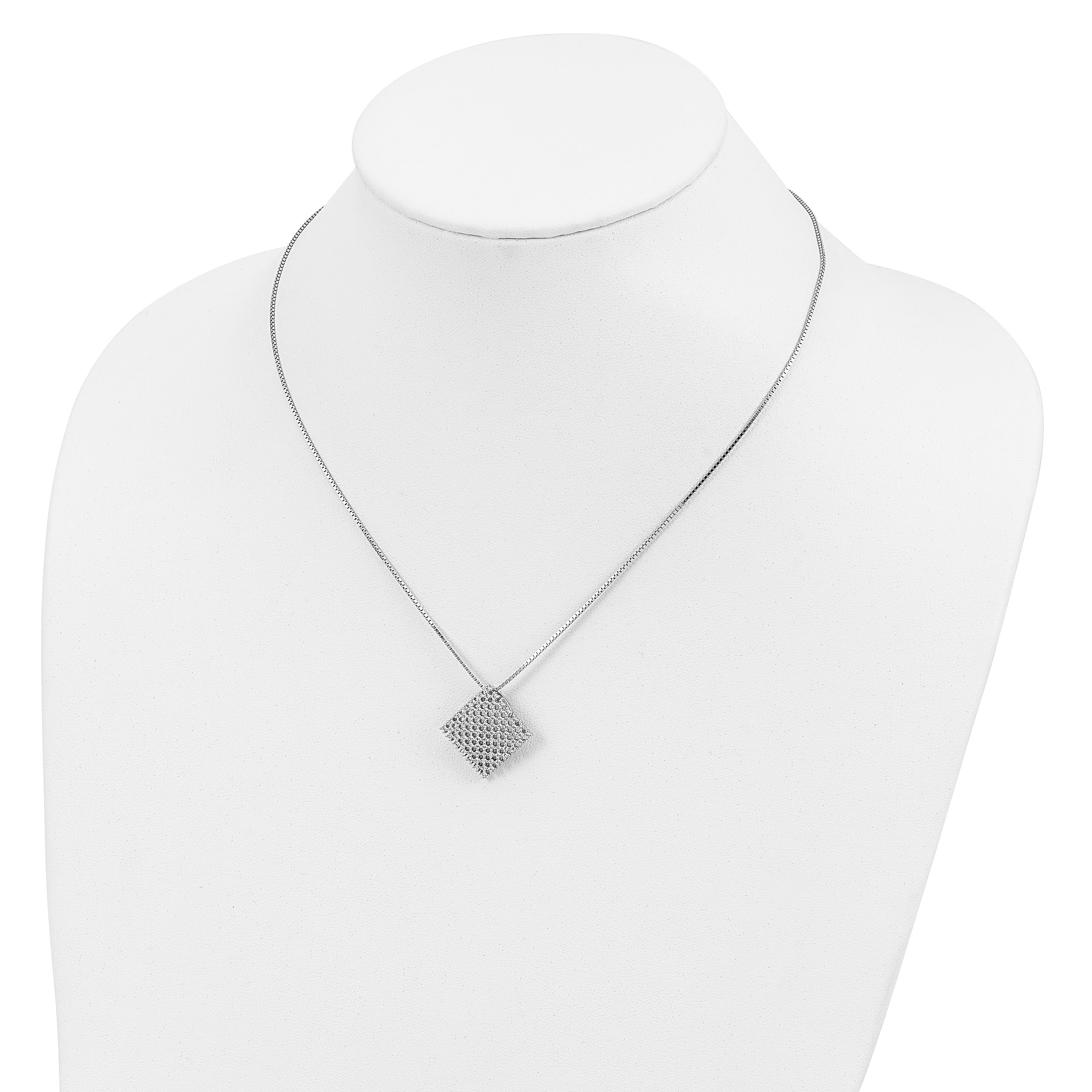 Brilliant Embers Sterling Silver Rhodium-plated 85 Stone 18 inch Micro Pav‚ CZ Necklace with 2 Inch Extender