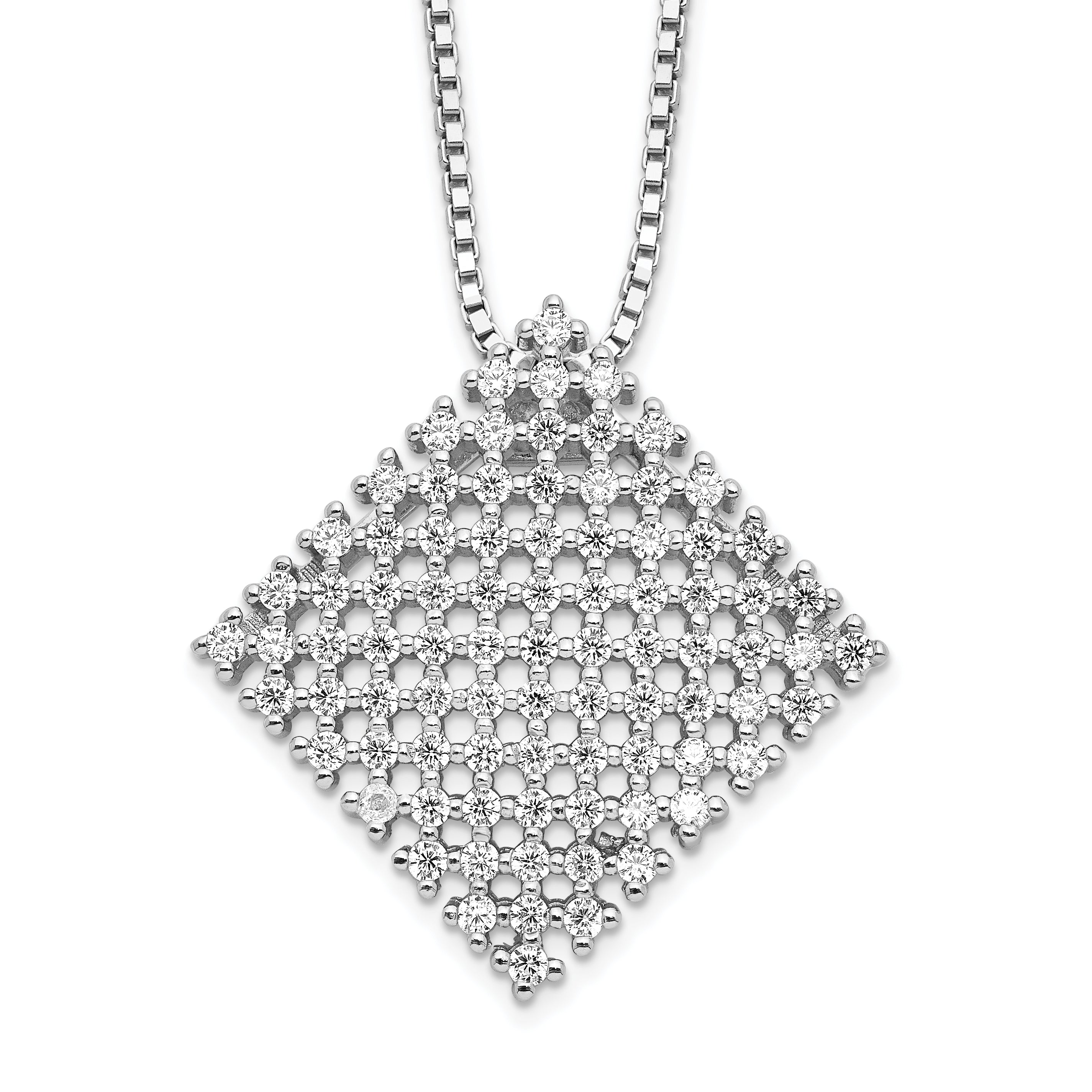 Brilliant Embers Sterling Silver Rhodium-plated 85 Stone 18 inch Micro Pav‚ CZ Necklace with 2 Inch Extender Main image