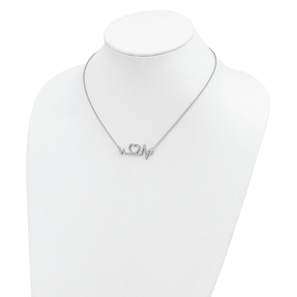 Brilliant Embers Sterling Silver 64 CZ Heart Necklace with Extender