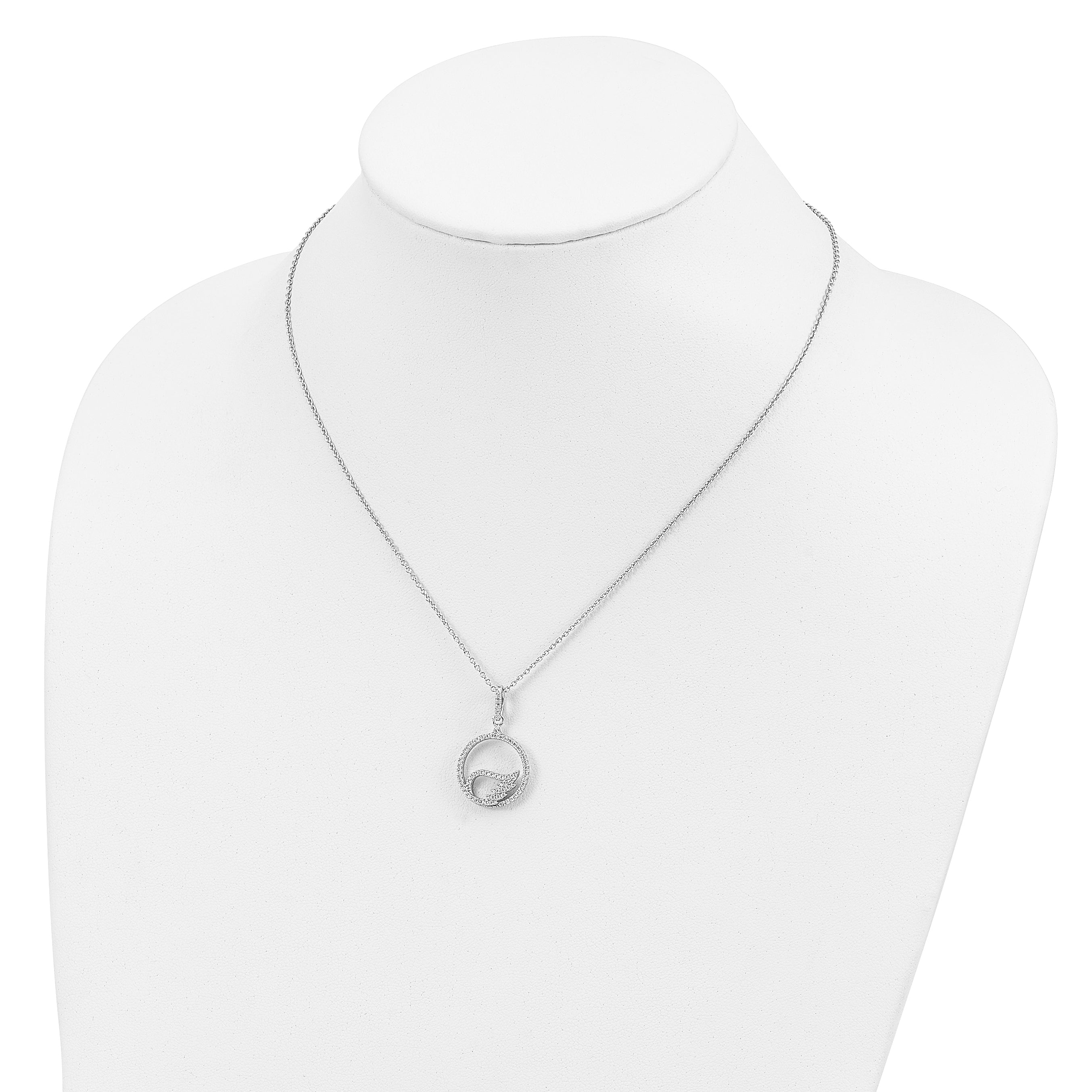Sophia Jewelers Sterling Silver CZ Wing Necklace with Elegant Micro Pavé Design - 18
