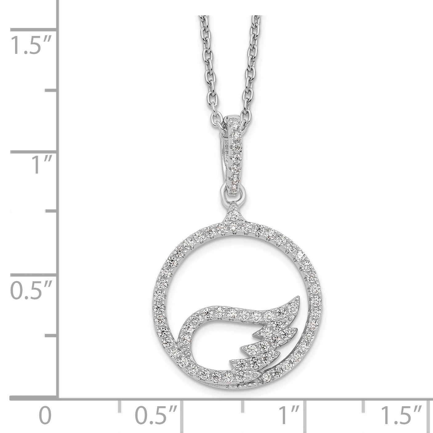 Sophia Jewelers Sterling Silver CZ Wing Necklace with Elegant Micro Pavé Design - 18