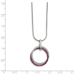 Sterling Silver Synthetic Ruby & CZ Brilliant Embers Necklace