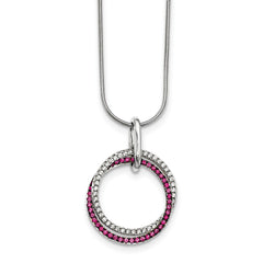 Sterling Silver Synthetic Ruby & CZ Brilliant Embers Necklace