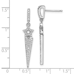 Sophia Jewelers Sterling Silver Star Dangle Earrings with 108 CZ Stones