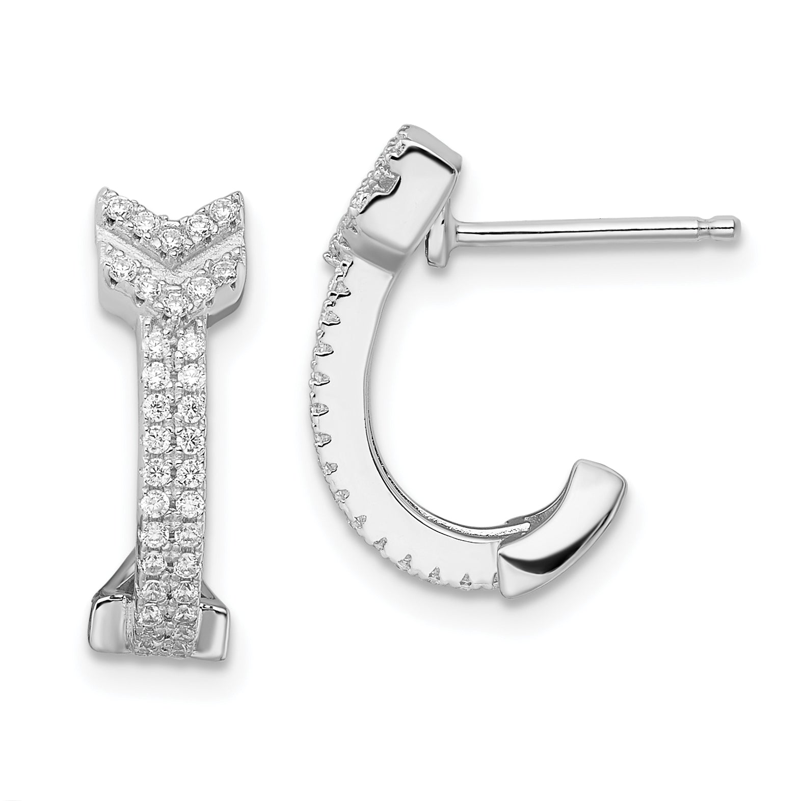 Brilliant Embers Sterling Silver Rhodium-plated 76 Stone Micro Pav‚ CZ Arrow Earrings Main image