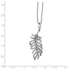 Sterling Silver CZ Brilliant Embers Feather Necklace