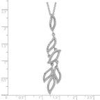 Sterling Silver CZ Pendant Necklace with Rhodium Polish and Extender