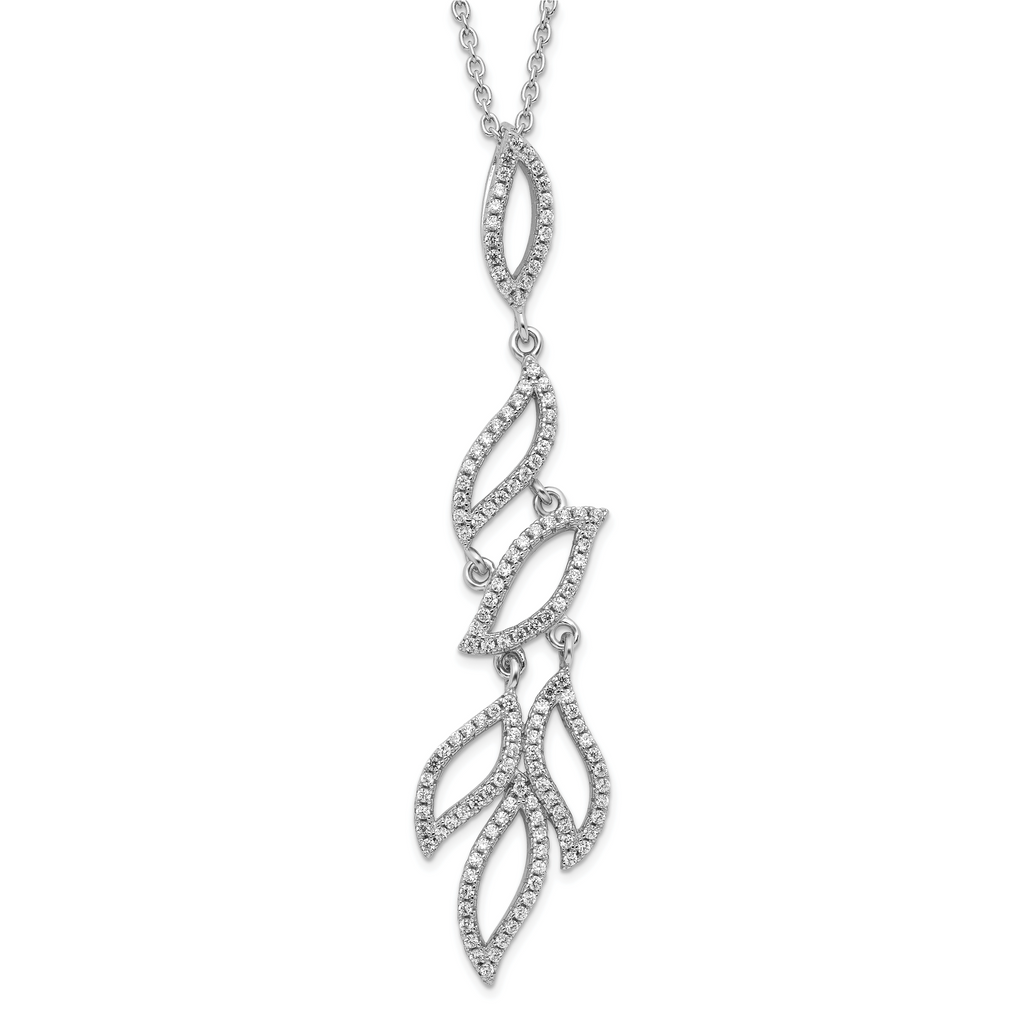 Brilliant Embers Sterling Silver Rhodium-plated Fancy CZ w/ 2in ext Necklace