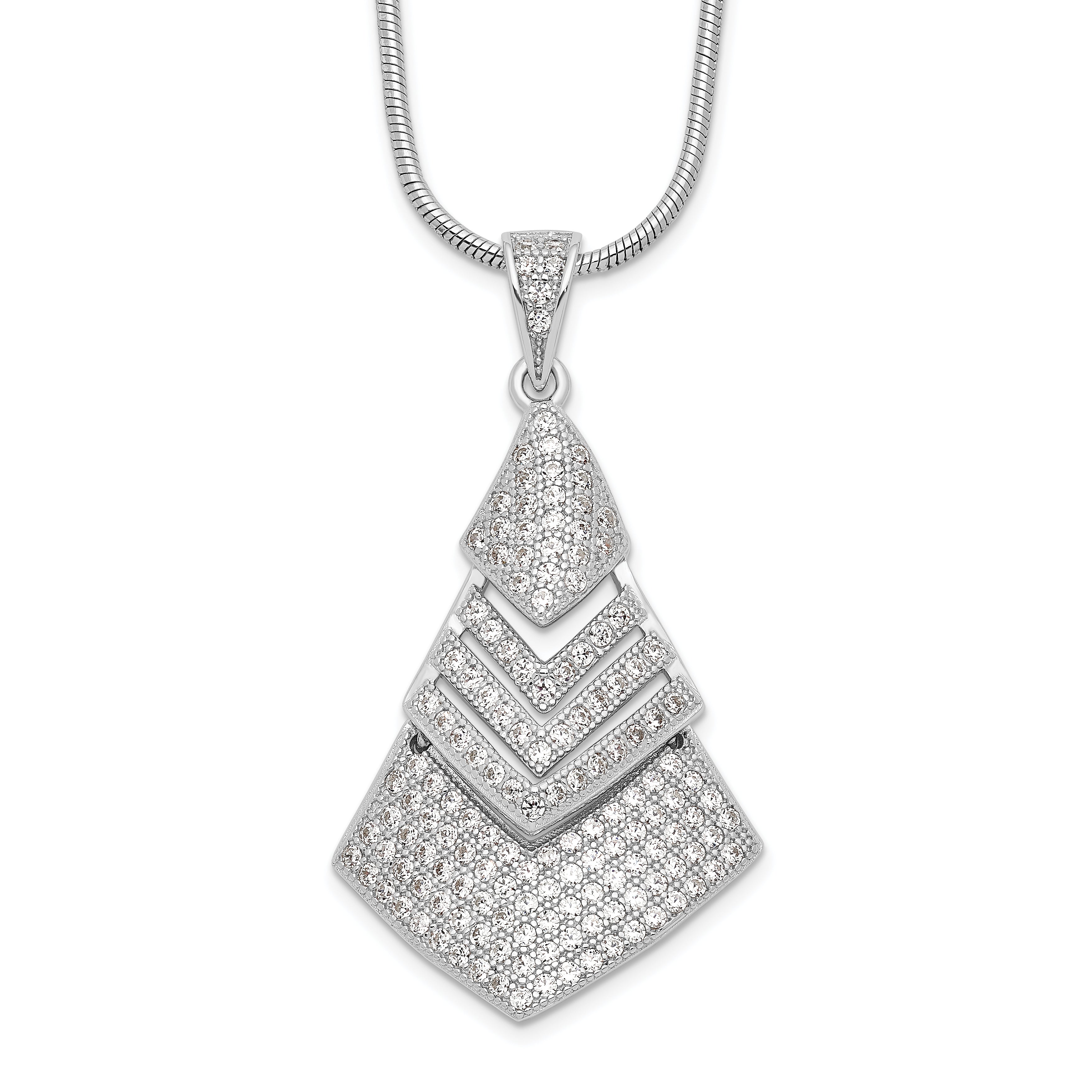 Brilliant Embers Sterling Silver Rhodium-plated 153 Stone 18 inch Micro Pav‚ CZ Necklace with 2 Inch Extender Main image