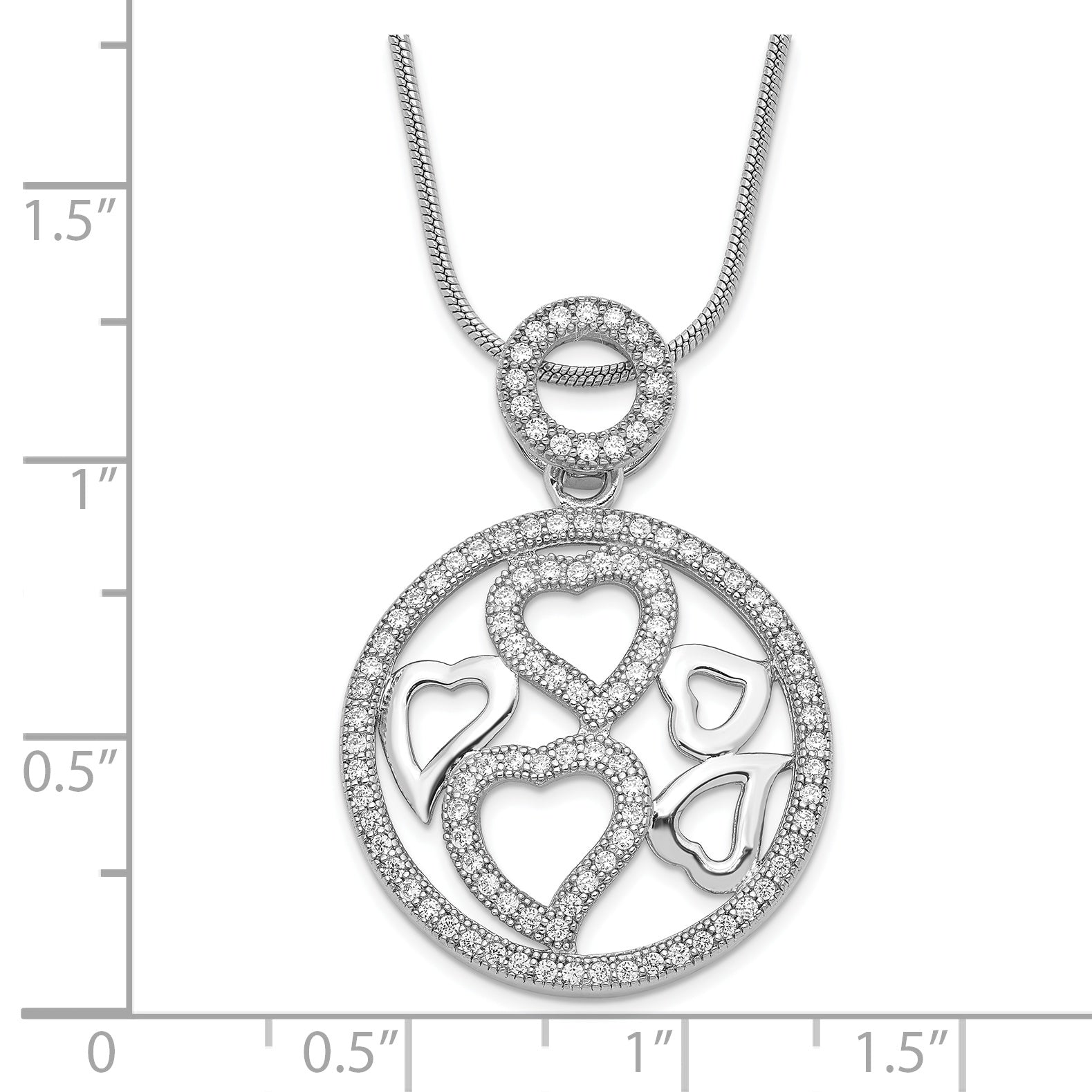 Sophia Jewelers 925 Sterling Silver Polished Heart Necklace with CZ Accents