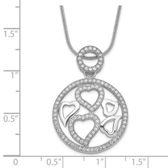 Sophia Jewelers 925 Sterling Silver Polished Heart Necklace with CZ Accents