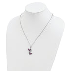 Sophia Jewelers Sterling Silver CZ Necklace with Red Butterfly Charm