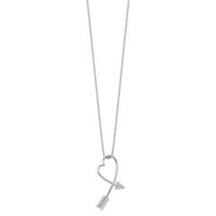 Brilliant Embers Sterling Silver CZ Arrow Heart Necklace with Extender