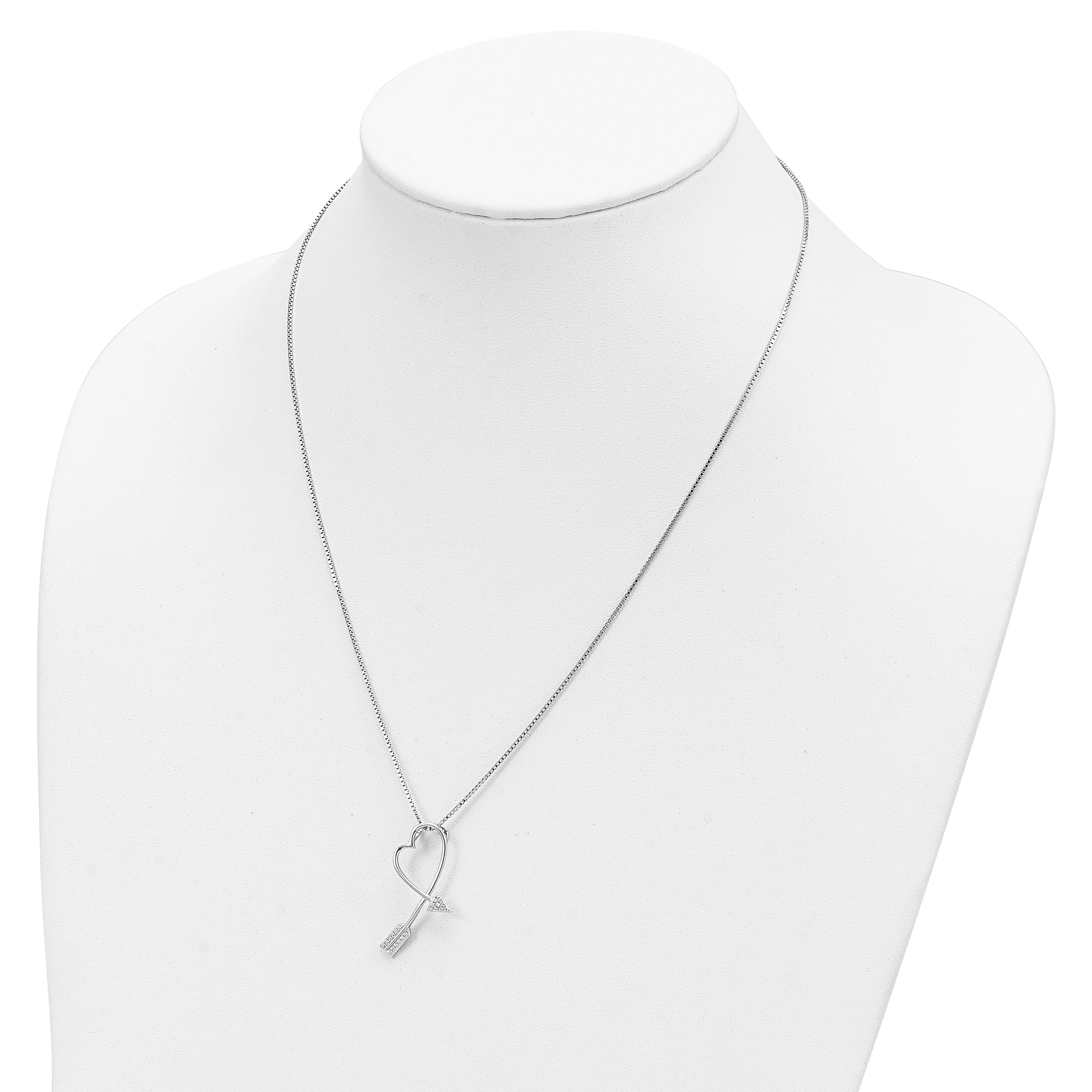 Brilliant Embers Sterling Silver CZ Arrow Heart Necklace with Extender