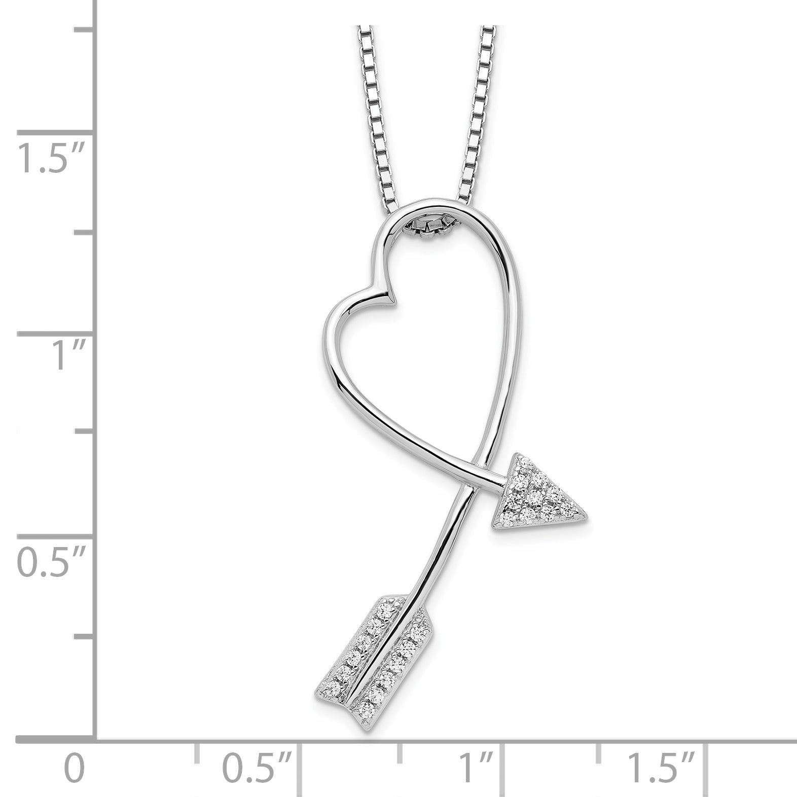 Brilliant Embers Sterling Silver CZ Arrow Heart Necklace with Extender