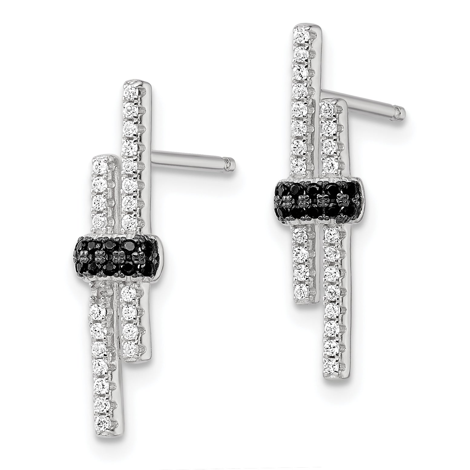 Sophia Jewelers Sterling Silver Black Spinel CZ Dangle Earrings with Polished Rhodium Finish Secondary image