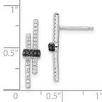 Sophia Jewelers Sterling Silver Black Spinel CZ Dangle Earrings with Polished Rhodium Finish