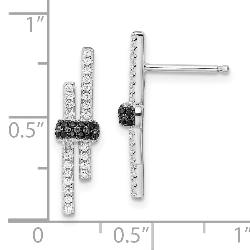 Sophia Jewelers Sterling Silver Black Spinel CZ Dangle Earrings with Polished Rhodium Finish