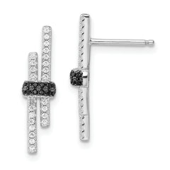 Brilliant Embers Sterling Silver Rhodium-plated 72 Stone Black Spinel and Micro Pav‚ CZ Earrings