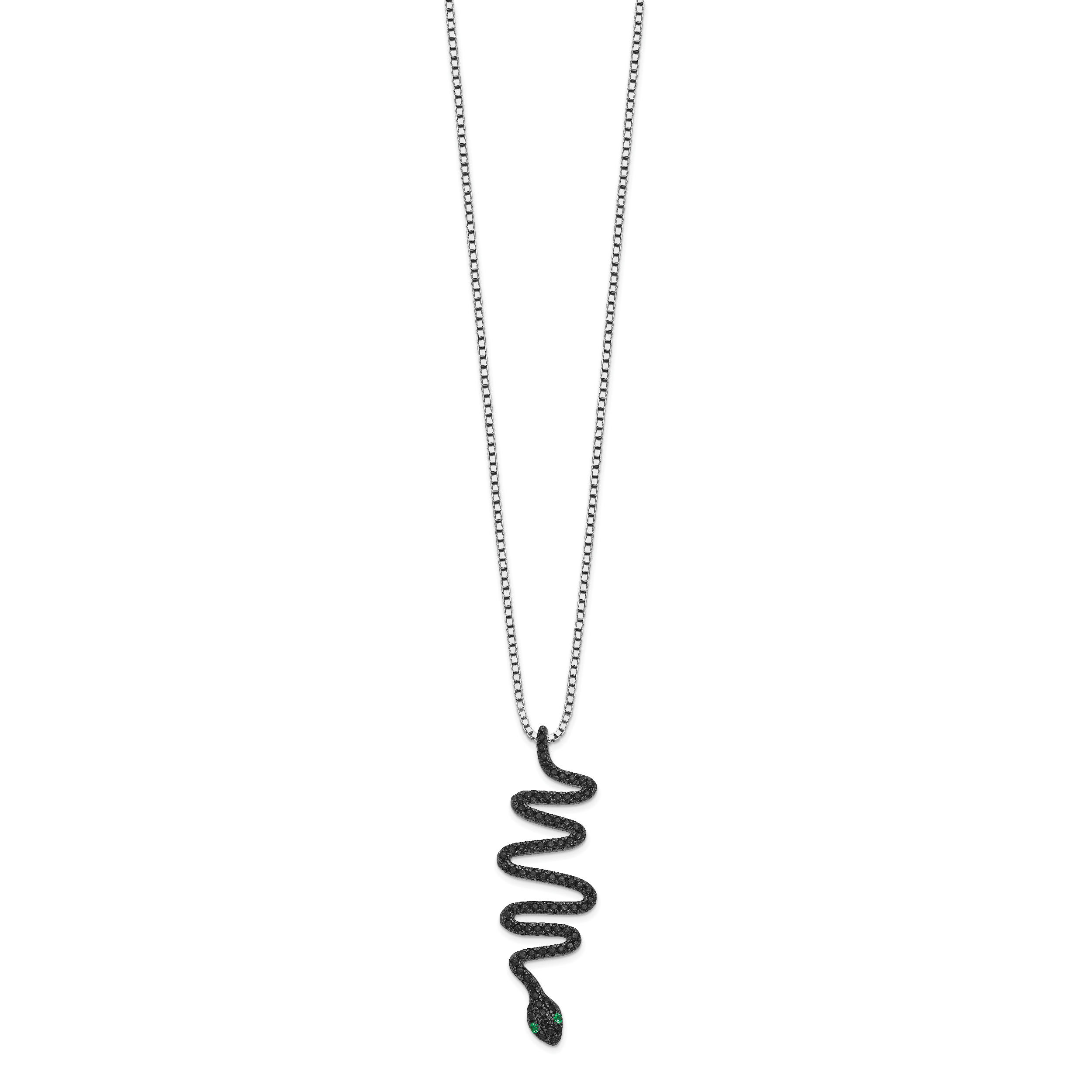 Brilliant Embers Sterling Silver Snake Necklace with Green Black Spinel Secondary image