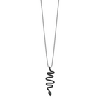 Brilliant Embers Sterling Silver Snake Necklace with Green Black Spinel