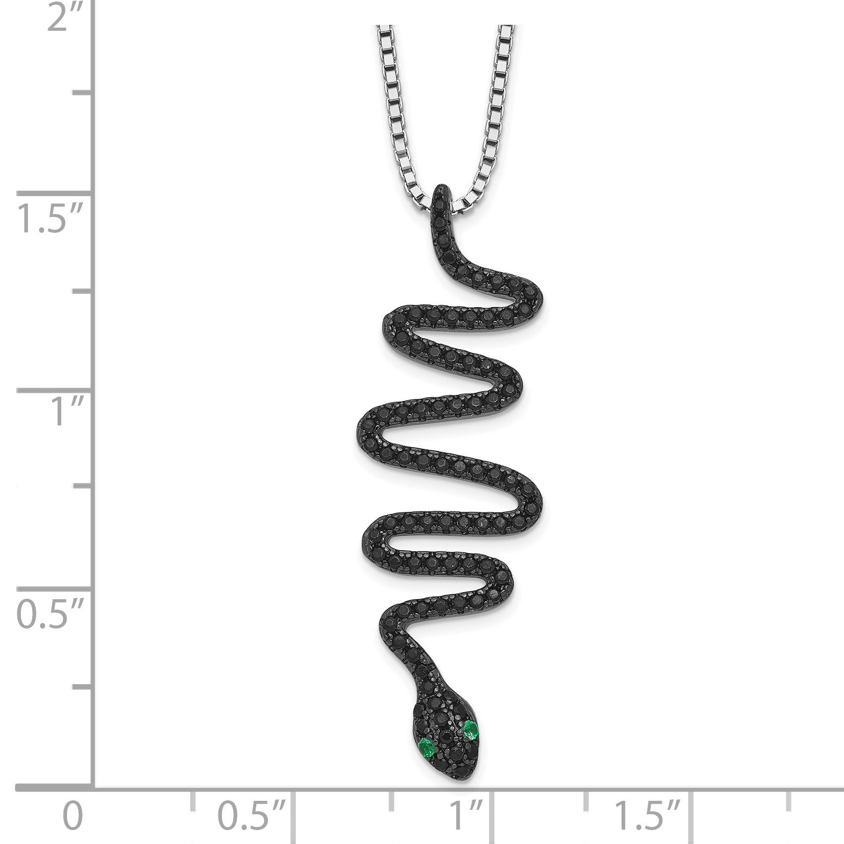 Brilliant Embers Sterling Silver Snake Necklace with Green Black Spinel