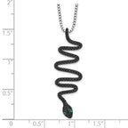 Brilliant Embers Sterling Silver Snake Necklace with Green Black Spinel