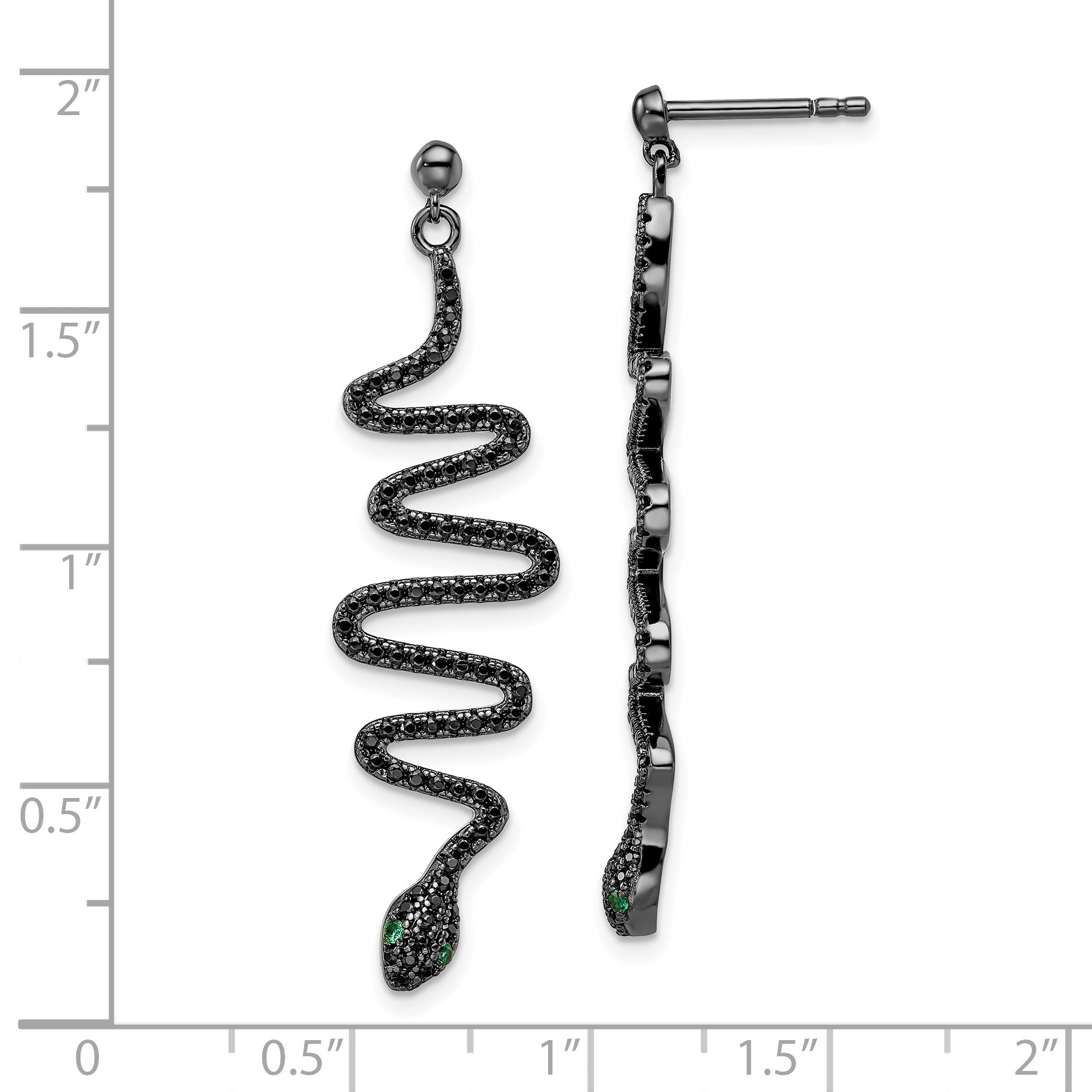 Sophia Jewelers Sterling Silver 170 Stone Spinel Snake Dangle Earrings
