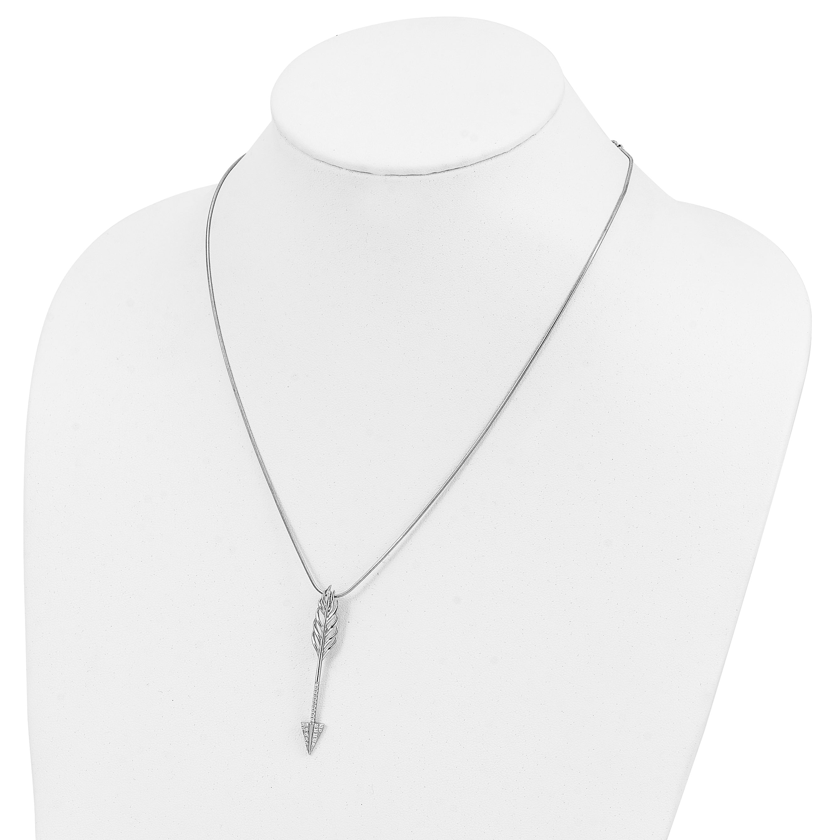 Brilliant Embers Sterling Silver Rhodium-plated 24 Stone 18 inch Micro Pav‚ CZ Arrow Necklace with 2 Inch Extender