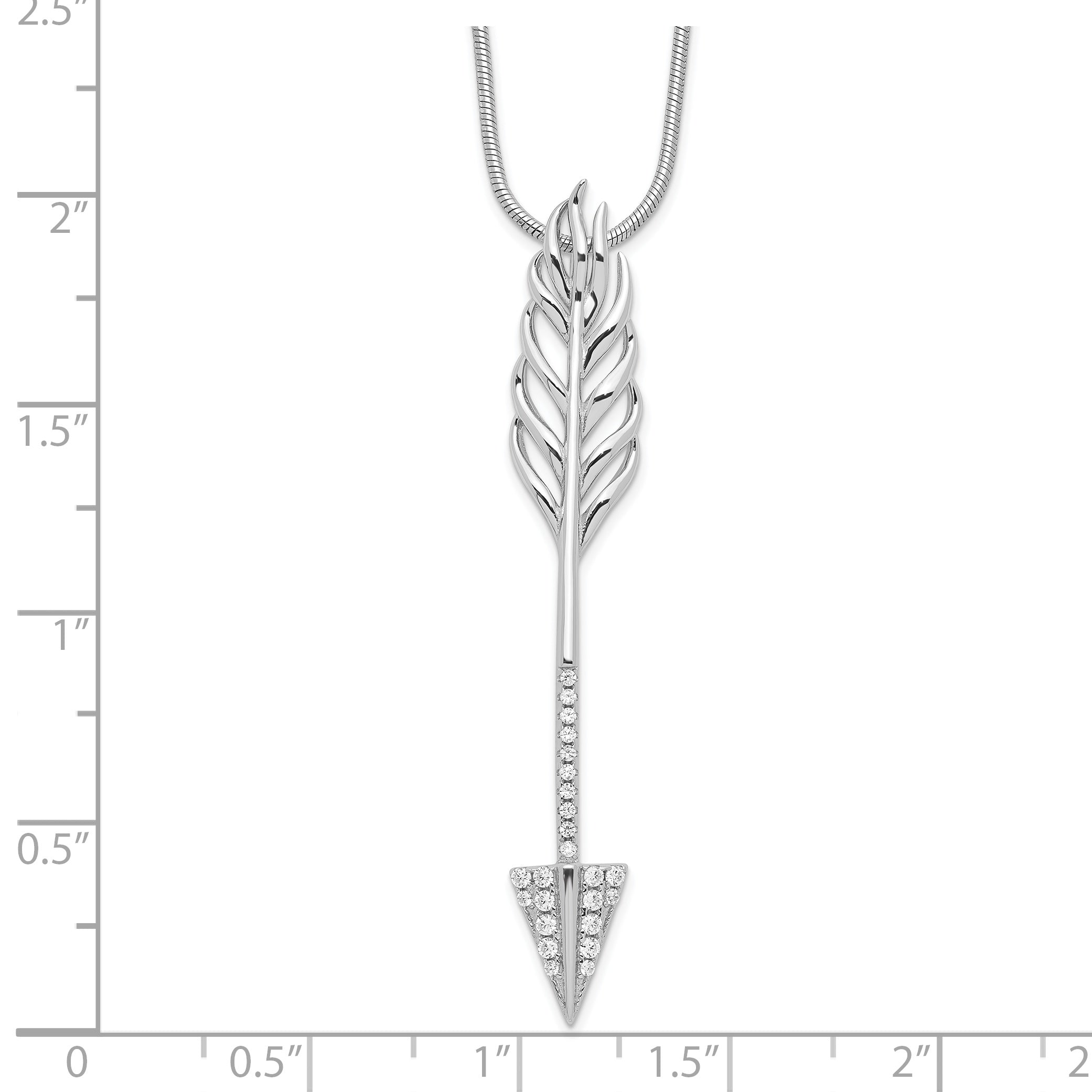 Brilliant Embers Sterling Silver Rhodium-plated 24 Stone 18 inch Micro Pav‚ CZ Arrow Necklace with 2 Inch Extender