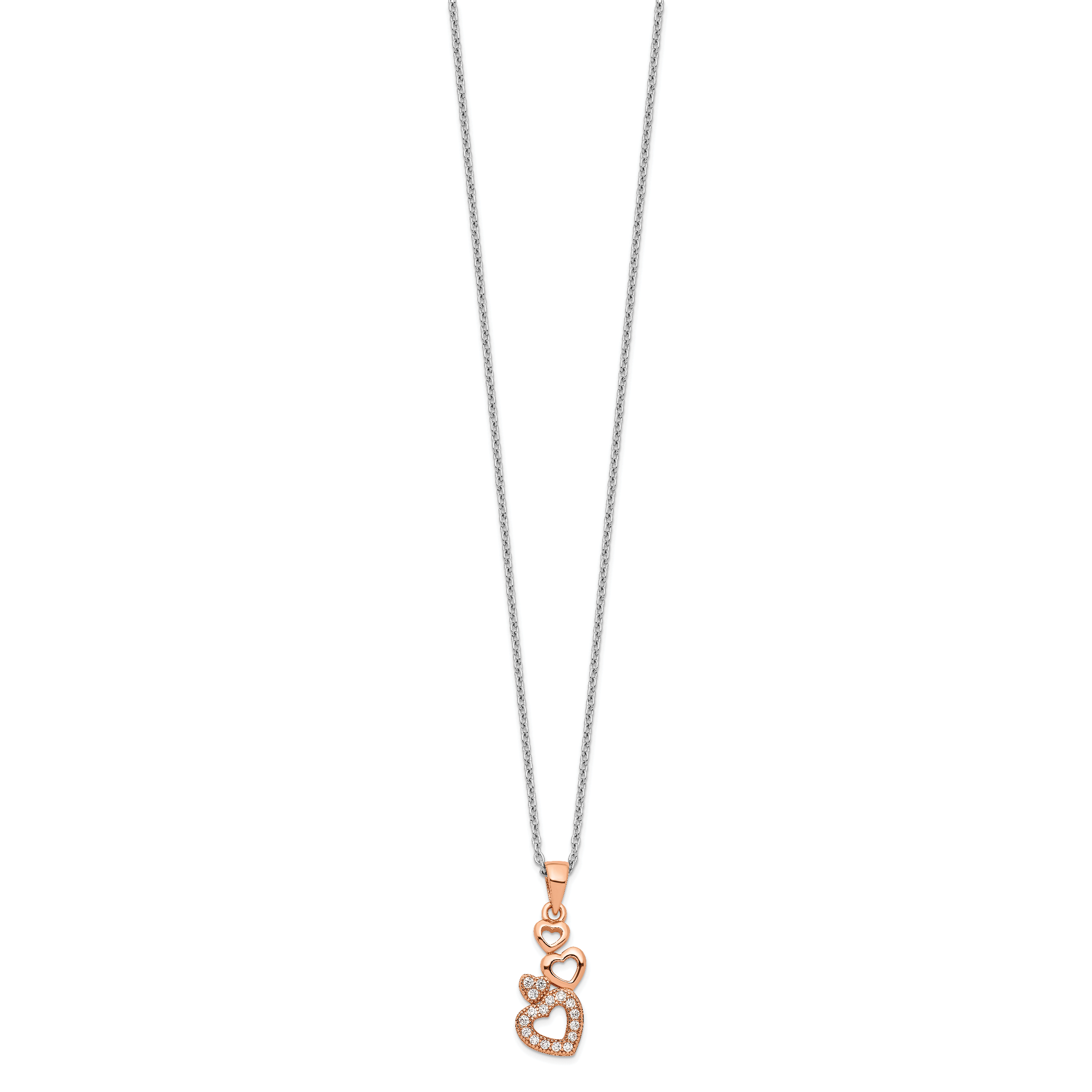 Sophia Jewelers Sterling Silver Rose Gold-Plated Four Hearts CZ Necklace Secondary image