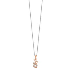 Brilliant Embers Sterling Silver Rose-tone Flash Rose Gold-plated 17 Stone 18 inch CZ Four Linked Hearts Necklace with 2 Inch Extender