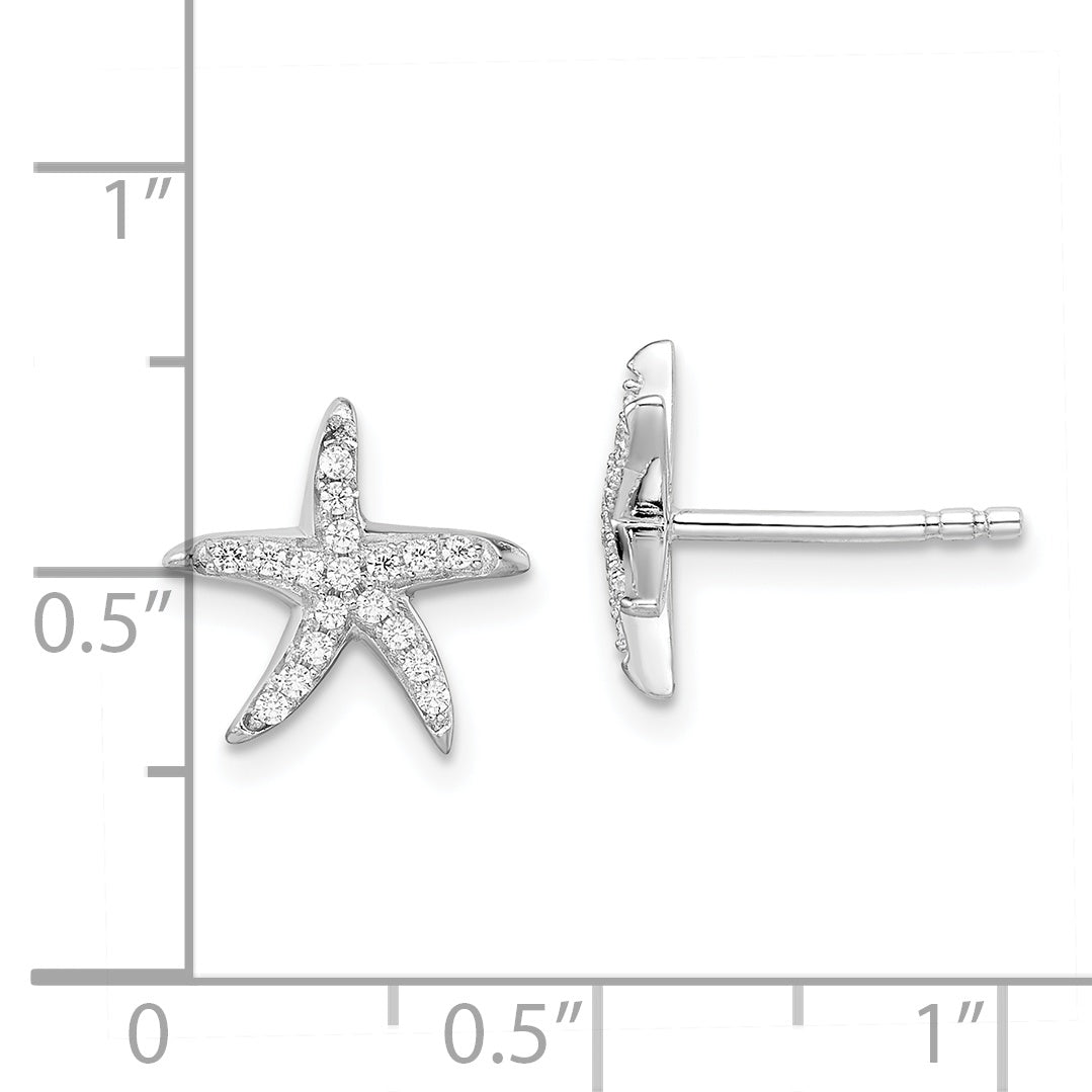 Sophia Jewelers Sterling Silver CZ Starfish Earrings Elegant Design