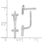 Sophia Jewelers Sterling Silver CZ Cross Dangle Earrings with Rhodium Finish