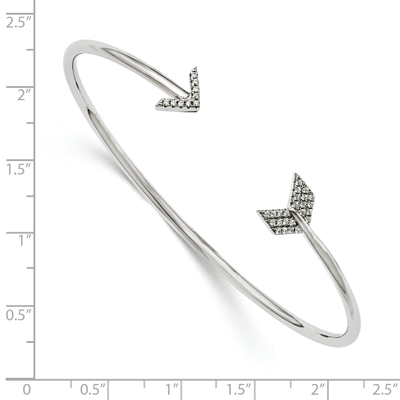 Sophia Jewelers Sterling Silver CZ Arrow Bangle with Rhodium Finish Secondary image