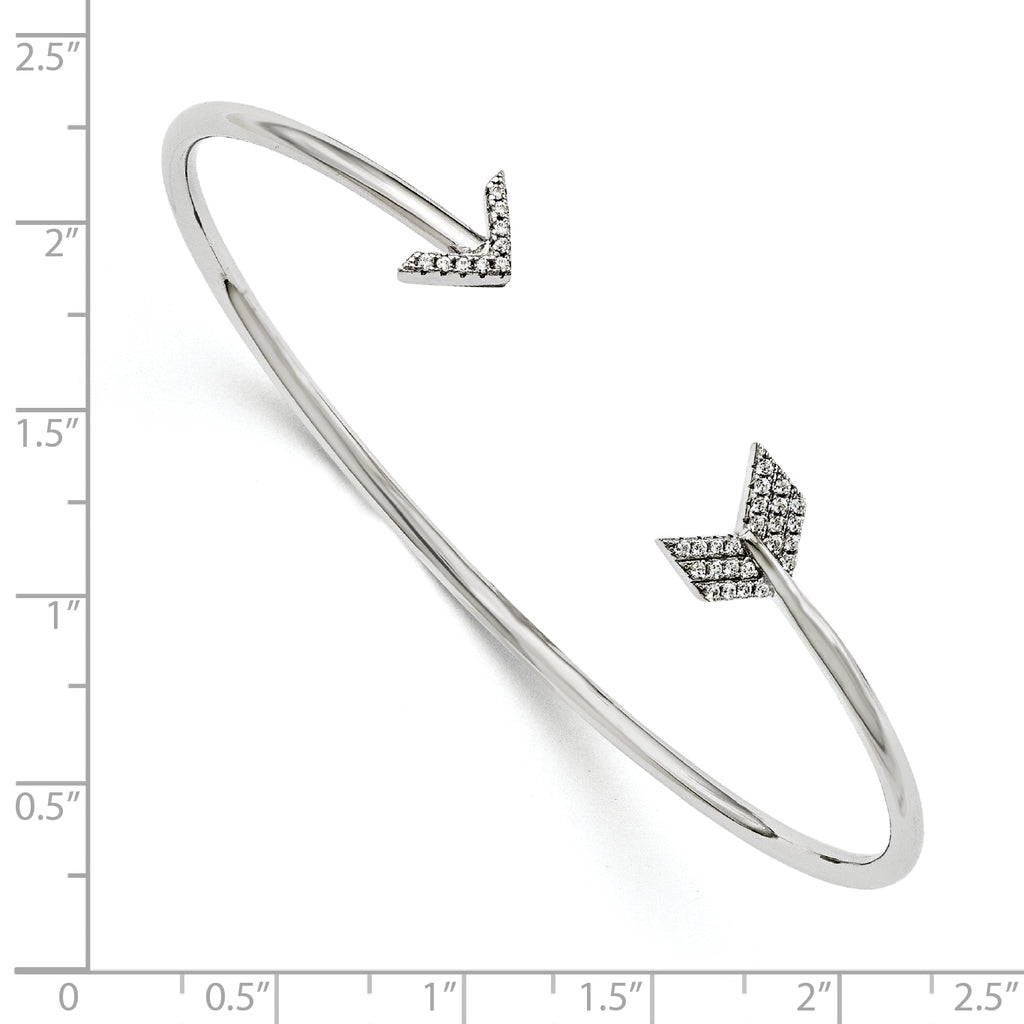 Sophia Jewelers Sterling Silver CZ Arrow Bangle with Rhodium Finish