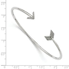 Sophia Jewelers Sterling Silver CZ Arrow Bangle with Rhodium Finish