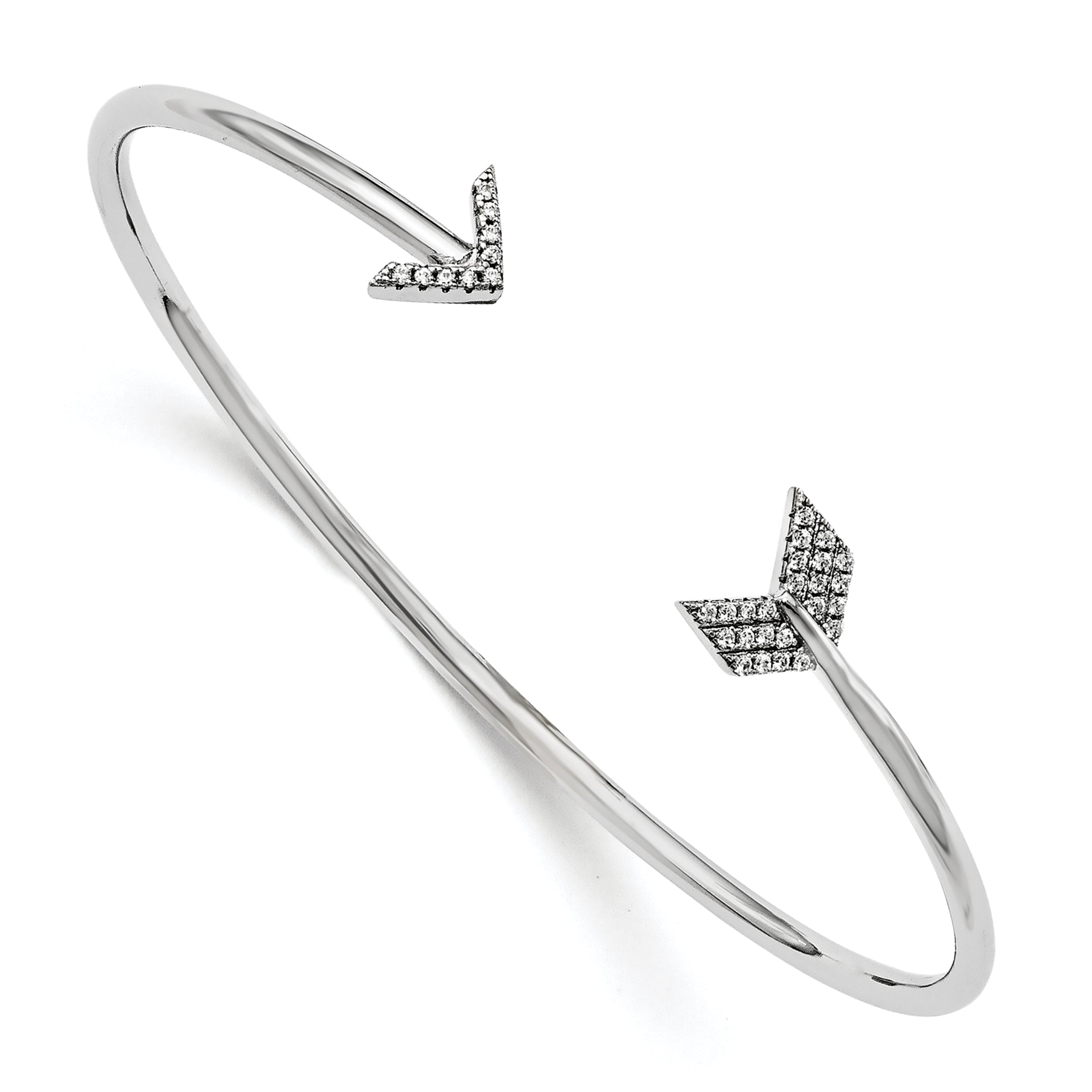 Brilliant Embers Sterling Silver Rhodium-plated 33 Stone Micro Pav‚ CZ Arrow Bangle Main image
