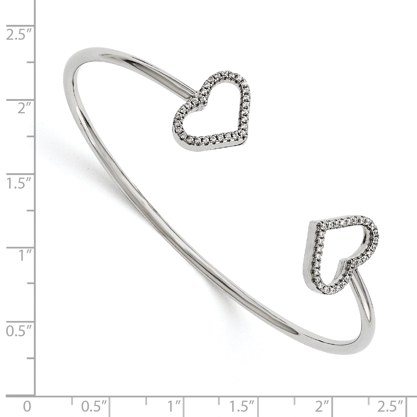 Sophia Jewelers Sterling Silver 60 CZ Hearts Bangle with Rhodium Elegance Secondary image