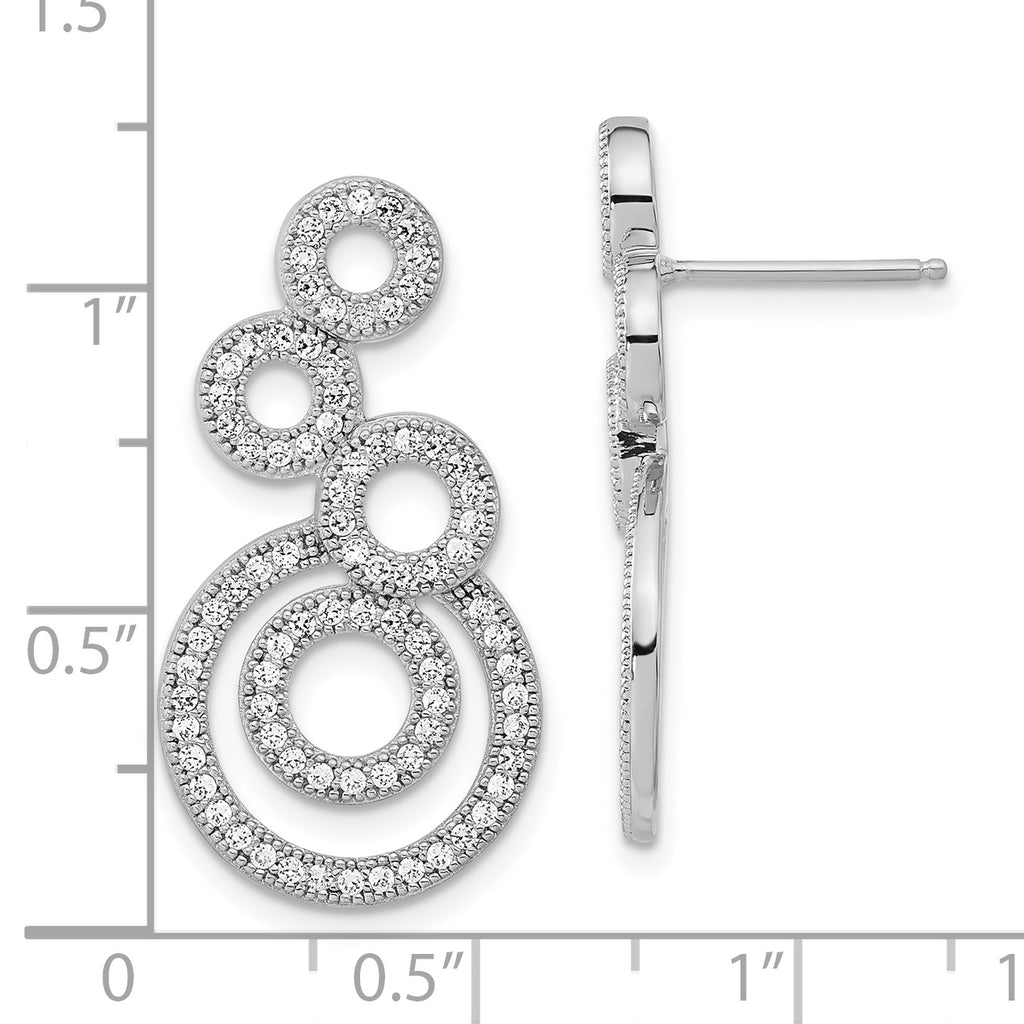 Sophia Jewelers Sterling Silver CZ Dangle Earrings with Polished Rhodium Finish