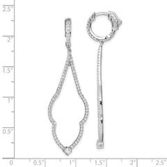 Brilliant Embers Sterling Silver Rhodium-plated 156 Stone Micro Pav‚ CZ Hinged Hoop Dangle Earrings