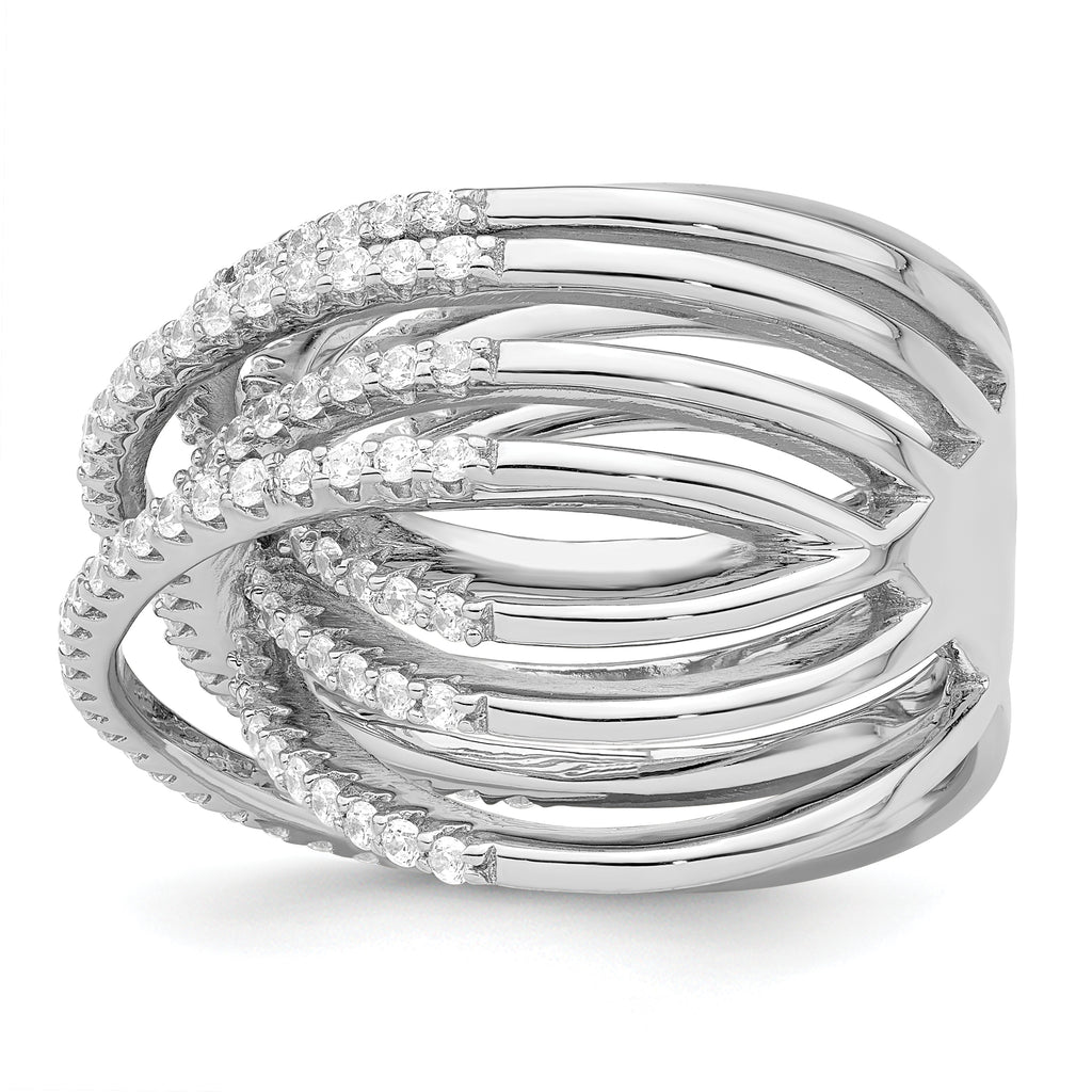 Brilliant Embers Sterling Silver Rhodium-plated 159 Stone Micro PavÃƒÂ¢Ã‚â‚¬Ã‚Å¡ CZ Ring
