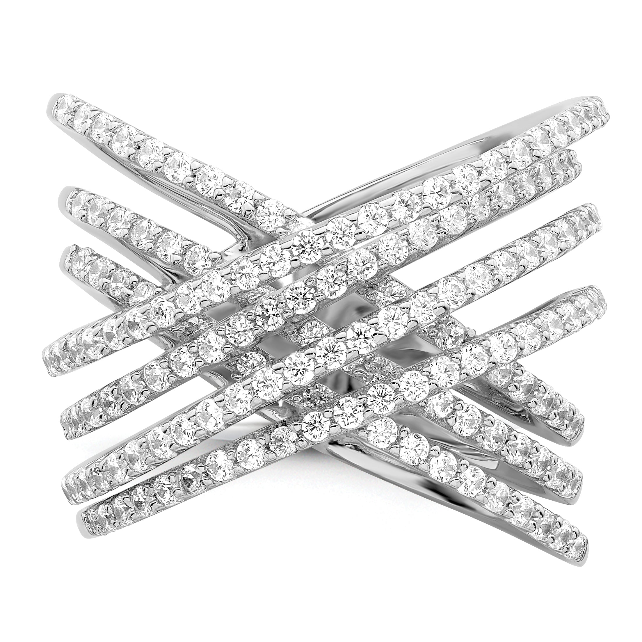 Brilliant Embers Sterling Silver Rhodium-plated 159 Stone Micro PavÃƒÂ¢Ã‚â‚¬Ã‚Å¡ CZ Ring