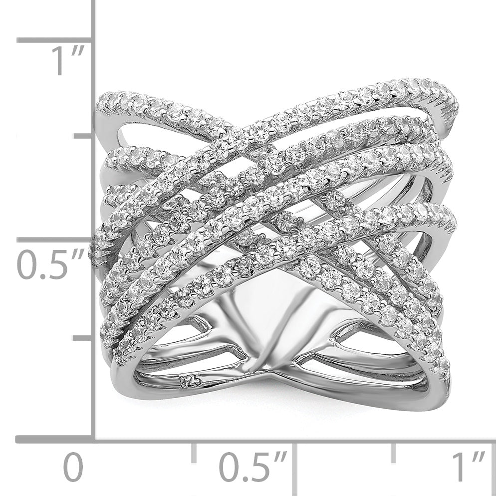 Brilliant Embers Sterling Silver Rhodium-plated 159 Stone Micro PavÃƒÂ¢Ã‚â‚¬Ã‚Å¡ CZ Ring