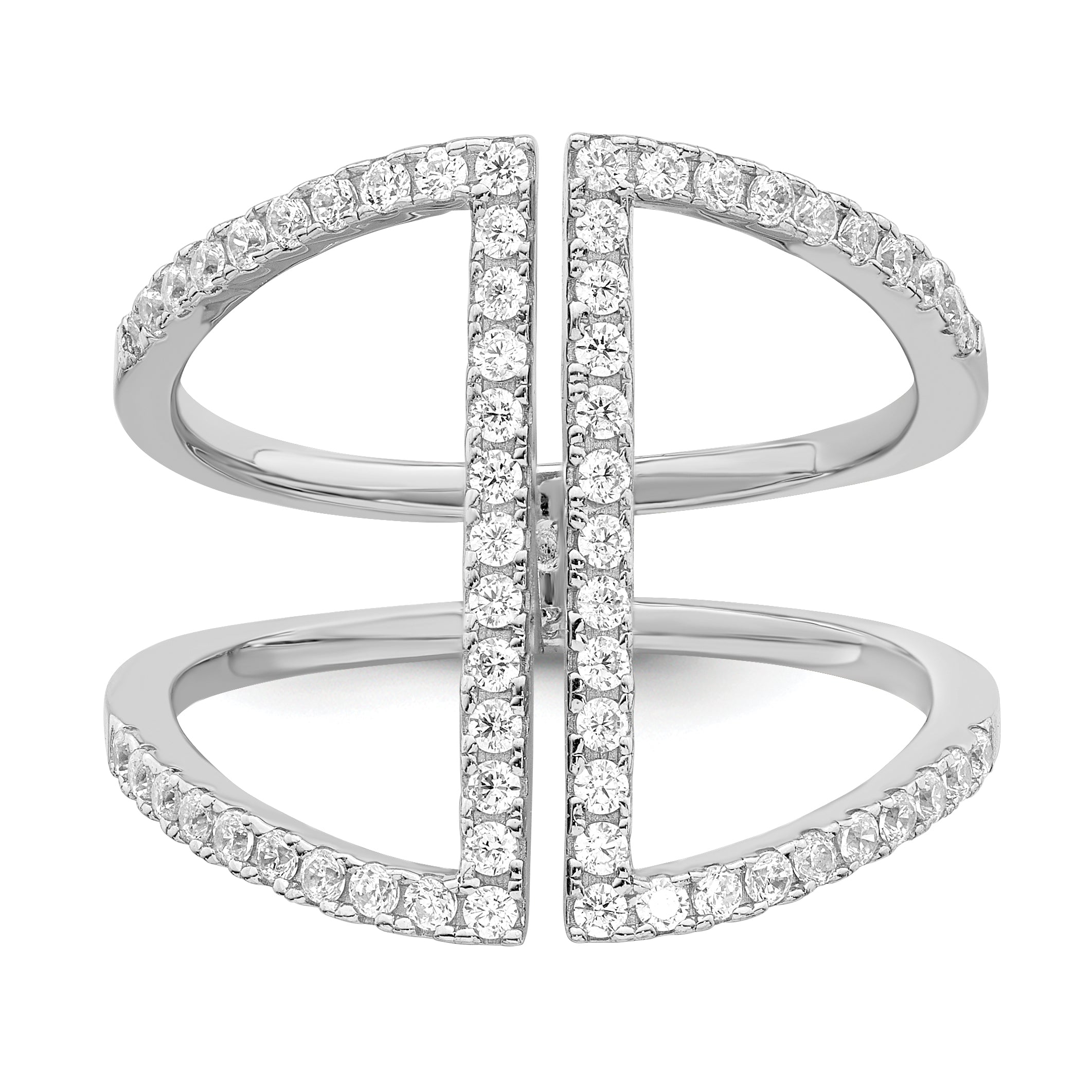 Brilliant Embers Sterling Silver Rhodium-plated 62 Stone Micro PavÃƒÂ¢Ã‚â‚¬Ã‚Å¡ CZ Ring
